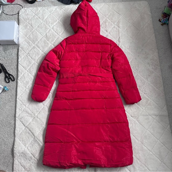 YIBAISHUN | Red Winter Long Hooded Puffer Coat | Size Large - Picture 3 of 10